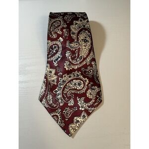 VTG Hollyvogue Maroon/Cream/Gray Paisley Tie Made In USA Weinstock, Lubin &‎ Co.